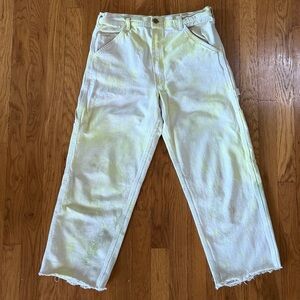 Stan Ray Men's White and Yellow Straight Jeans